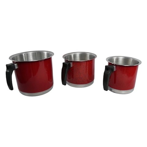 Kit Canecão Fervedor Leiteira Vermelho de Alumínio 14 a 18cm