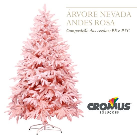 Árvore de Natal Nevada Andes 180cm Rosa e Branco 1700 Hastes - 2