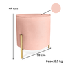 Puff Redondo Decorativo Suede Pé Metal Epóxi Dourado Rose - 2