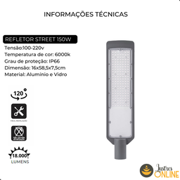 Luminária Led Steet 150w 6000K Iluminação Externa - 7