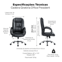 Ver imagem 4 de Cadeira Escritório Presidente Giratória Preta
