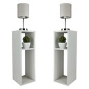 Ver imagem 1 de Kit 2 Mesa de Cabeceira Pequena Cama Solteiro Quarto Sala 20cm - Branco