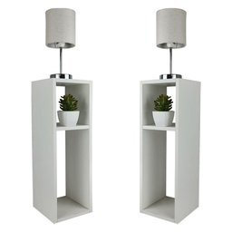 Kit 2 Mesa de Cabeceira Pequena Cama Solteiro Quarto Sala 20cm - Branco - 1