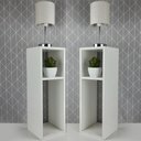 Ver imagem 2 de Kit 2 Mesa de Cabeceira Pequena Cama Solteiro Quarto Sala 20cm - Branco