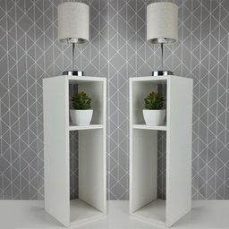 Kit 2 Mesa de Cabeceira Pequena Cama Solteiro Quarto Sala 20cm - Branco - 2