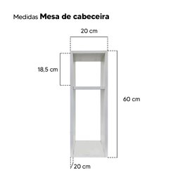 Kit 2 Mesa de Cabeceira Pequena Cama Solteiro Quarto Sala 20cm - Branco - 5