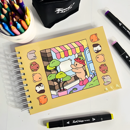 Kit Livro de Colorir Capa Dura + 24 Canetinhas Coloridas Amarelo - 6