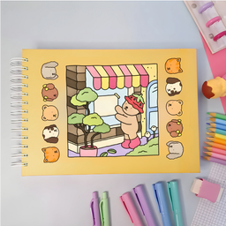 Kit Livro de Colorir Capa Dura + 24 Canetinhas Coloridas Amarelo - 5