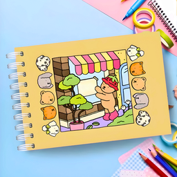 Kit Livro de Colorir Capa Dura + 24 Canetinhas Coloridas Amarelo - 2