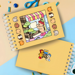 Kit Livro de Colorir Capa Dura + 24 Canetinhas Coloridas Amarelo - 4
