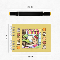 Kit Livro de Colorir Capa Dura + 24 Canetinhas Coloridas Amarelo - 10