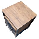 Ver imagem 6 de Mesa de Cabeceira de Madeira e Ferro - com 2 Gavetas e 1 Nicho Vazado - Cores Preto e Imbuia