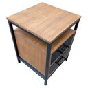 Ver imagem 7 de Mesa de Cabeceira de Madeira e Ferro - com 2 Gavetas e 1 Nicho Vazado - Cores Preto e Imbuia