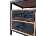 Ver imagem 5 de Mesa de Cabeceira de Madeira e Ferro - com 2 Gavetas e 1 Nicho Vazado - Cores Preto e Imbuia