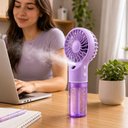 Ver imagem 7 de Ventilador Umidificador Portátil de Mesa 0,3W a 1W 3 Pás 4 Velocidades Transparente Bivolt