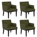 Ver imagem 1 de Kit 04 Poltronas Decorativas para Sala de Estar Base Preto Beatriz W01 Linho Verde - Lyam Decor 