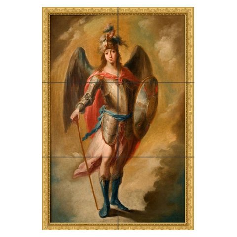 Quadro São Miguel Arcanjo com Espada 60x40 em Azulejos