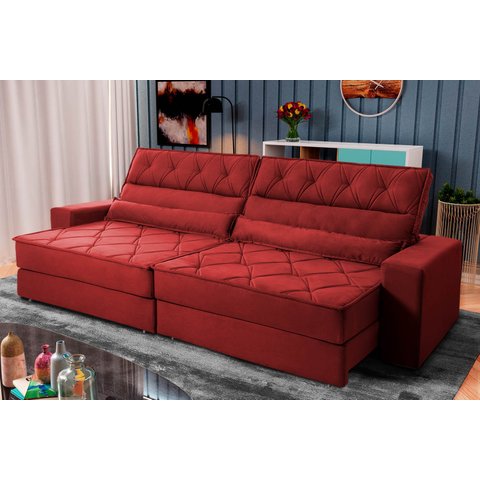 Sofá Retrátil Reclinável 230cm Albany Suede Velut com Molas Ensacadas - King House