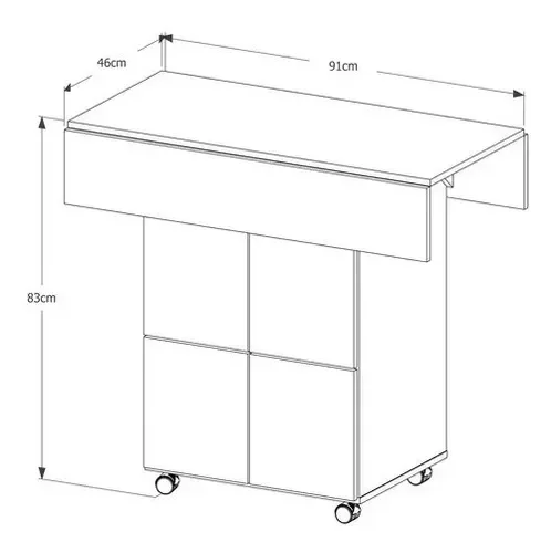 Ver imagem 4 de Mesa De Cozinha Dobrável 90cm Annie C/ Bancos e Rodizio 100% Mdf - Amendoa