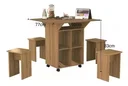 Ver imagem 2 de Mesa De Cozinha Dobrável 90cm Annie C/ Bancos e Rodizio 100% Mdf - Amendoa