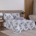 Ver imagem 2 de Jogo de Cama King 6p Lençol + Fronha Esmeralda Percal 100% Algodão:floral Cinza