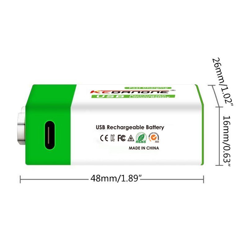Bateria recarregável 9V 12800mah Kedanone - 4