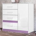 Ver imagem 1 de Cômoda Sapateira Vênus 1 Porta e 4 Gavetas Flex Branco/lilás - Moval