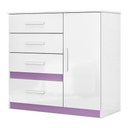 Ver imagem 2 de Cômoda Sapateira Vênus 1 Porta e 4 Gavetas Flex Branco/lilás - Moval