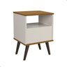 Mesa de Cabeceira Retrô 1 Gaveta - Mod.1227 Cor:off White/freijó - 1