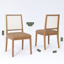 Ver imagem 2 de Kit 8 Cadeiras para Sala de Jantar Estofadas Marcela Marrom/Madeira/Kaki