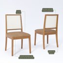 Ver imagem 3 de Kit 8 Cadeiras para Sala de Jantar Estofadas Marcela Marrom/Madeira/Kaki