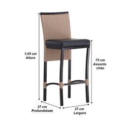 4 Banqueta Cannes em Alumínio Corda Náutica Para Edícula, Balcão, Mesa de Jantar Trama Original - 4