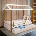 Ver imagem 1 de Cama Casa Elisa Branco/mel Solteiro C/ Aux. e 02 Colchões