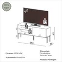Ver imagem 3 de Rack para Sala 144cm Pés Metal 100% Mdf Dalla Costa Casa Lar Cor:freijó com Off White