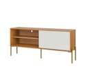 Ver imagem 2 de Rack para Sala 144cm Pés Metal 100% Mdf Dalla Costa Casa Lar Cor:freijó com Off White