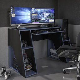 Mesa Escrivaninha Gamer Kyoto - Preto/azul - 1