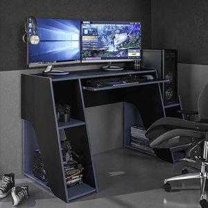 Mesa Escrivaninha Gamer Kyoto - Preto/azul