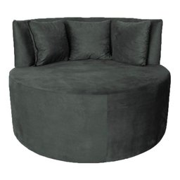 Sofá Puff Chaise Estofada Redondo Barcelona Almofadas Suede Grafite Eli Móveis e Decoração - 1