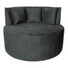 Sofá Puff Chaise Estofada Redondo Barcelona Almofadas Suede Grafite Eli Móveis e Decoração - 1