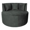 Ver imagem 1 de Sofá Puff Chaise Estofada Redondo Barcelona Almofadas Suede Grafite Eli Móveis e Decoração