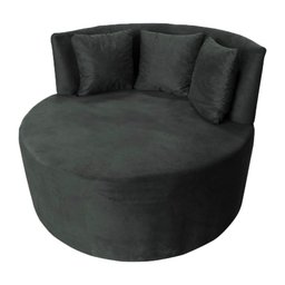 Sofá Puff Chaise Estofada Redondo Barcelona Almofadas Suede Grafite Eli Móveis e Decoração - 2