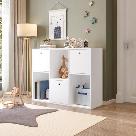Nicho Organizador Estante Infantil com 3 Caixas 96cm Multimóveis Crrui-NIO001 Branco