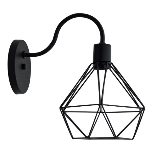 Kit 4 Arandela Diamante Poptem 1 Lampada Preto 29cm