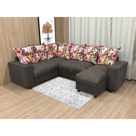 Sofá Canto Marrom com Floral 603/66 Áustria