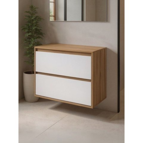 Gabinete para Banheiro 80cm MDF Freijo com Branco Dubai - On Móveis