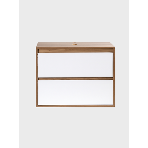 Gabinete para Banheiro 80cm Mdf Freijo com Branco Dubai - On Móveis