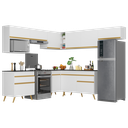 Ver imagem 3 de Armário de Cozinha Completa de Canto Veneza Multimóveis V2071 Branco/dourado