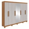 Guarda-roupa Casal Easy Slim 8 Portas com Espelho e Pés Amendoa Clean/off White - 3