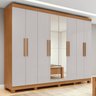 Guarda-roupa Casal Easy Slim 8 Portas com Espelho e Pés Amendoa Clean/off White - 1