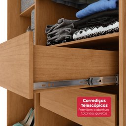 Guarda-roupa Casal Easy Slim 8 Portas com Espelho e Pés Amendoa Clean/off White - 8